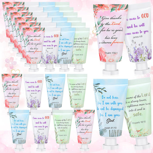 Landhoow Christian hand cream 48-pack packaging ideal for gifts and sharing.