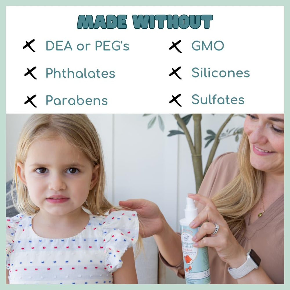LANE & CO. Kids detangler shown during morning routine for fast styling.