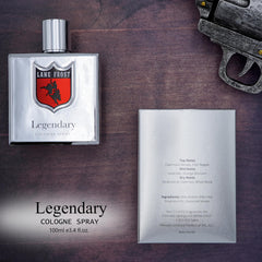 Lane Frost Legendary Chrome woodsy masculine vibe conveys rugged confidence for outdoor adventures.