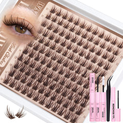 Lanflower brown lash clusters with wispy fibers for natural blend