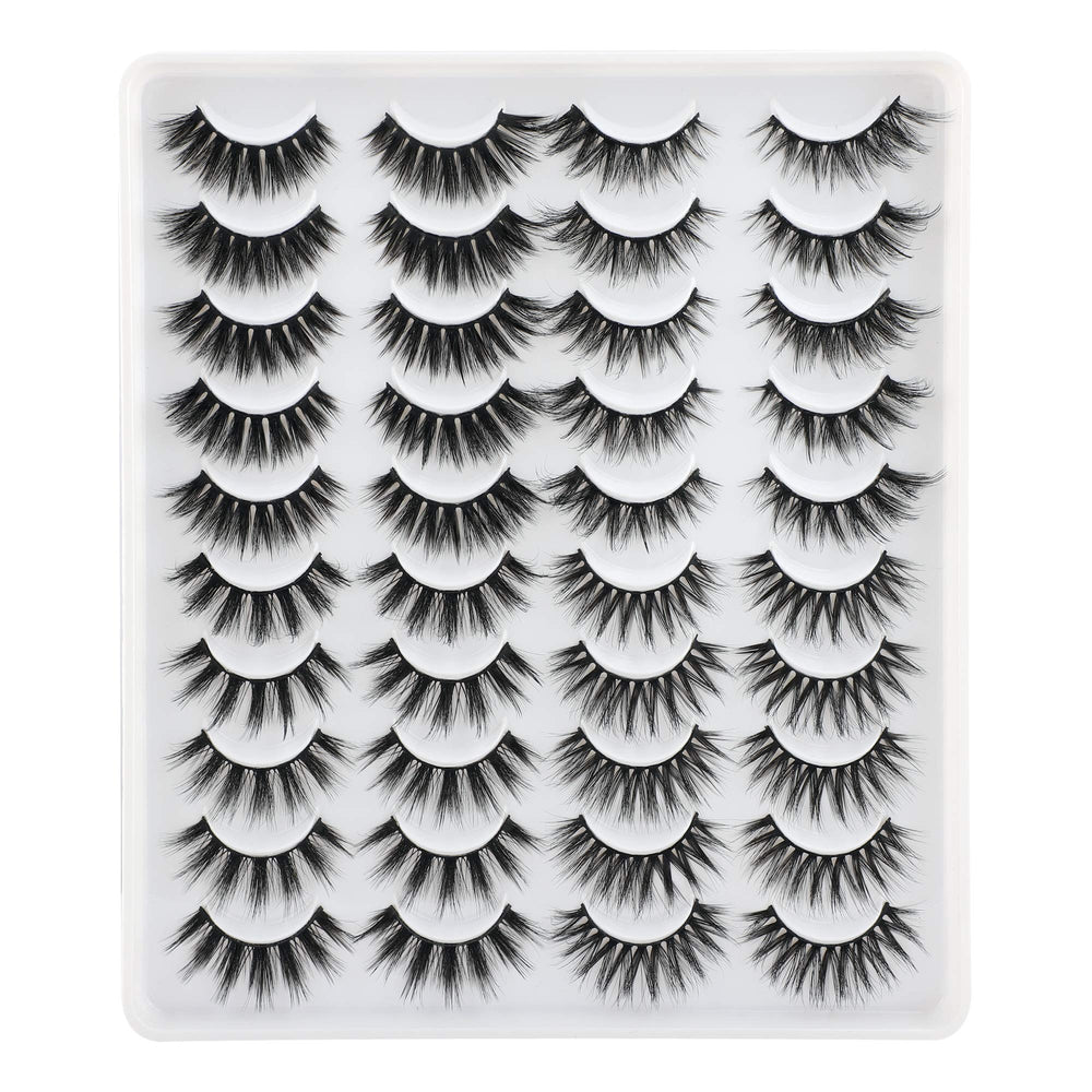 LANFLOWER false eyelashes 20-pair pack for versatile daily or party looks.