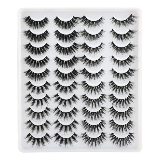LANFLOWER false eyelashes 20-pair pack for versatile daily or party looks.