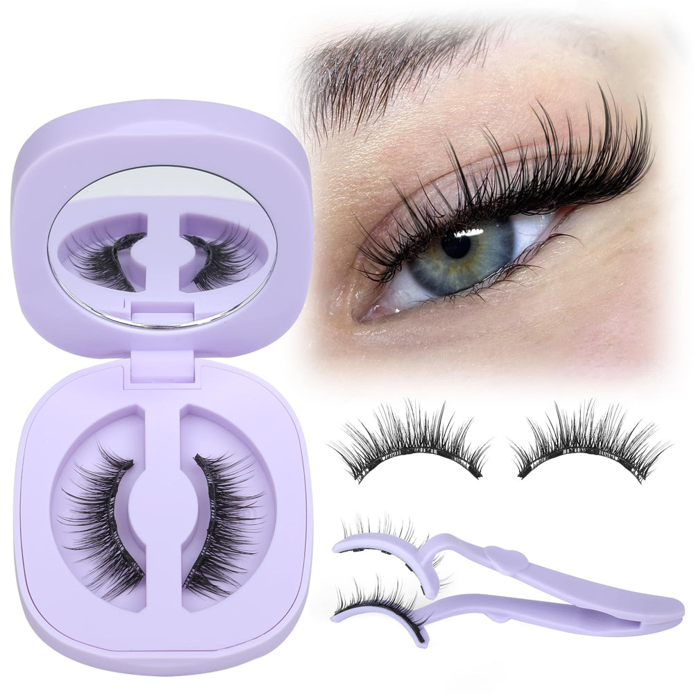 LANFLOWER magnetic eyelash closeup with applicator and wispy clusters for easy wear.