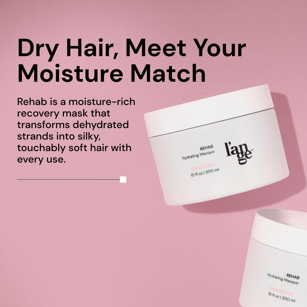 L'ANGE HAIR Rehab Hydrating Masque creamy texture close-up signals richness.