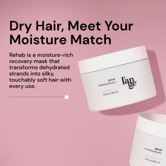 L'ANGE HAIR Rehab Hydrating Masque creamy texture close-up signals richness.