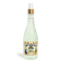 Lanman & Kemp Florida Water bottle label and sprayer in a spa-like ambiance.