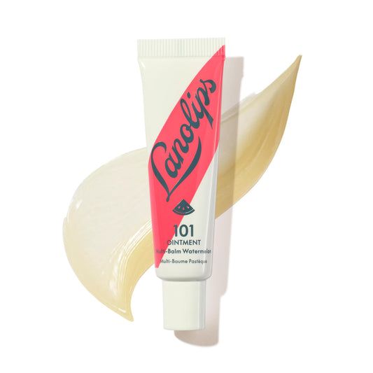 Lanolips 101 Ointment Watermelon tube front for hydrated, non-greasy lips.