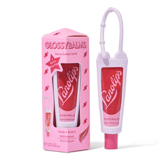 Lanolips Glossybalm Candy Bauble packaging highlights eco-friendly tube and holiday design.