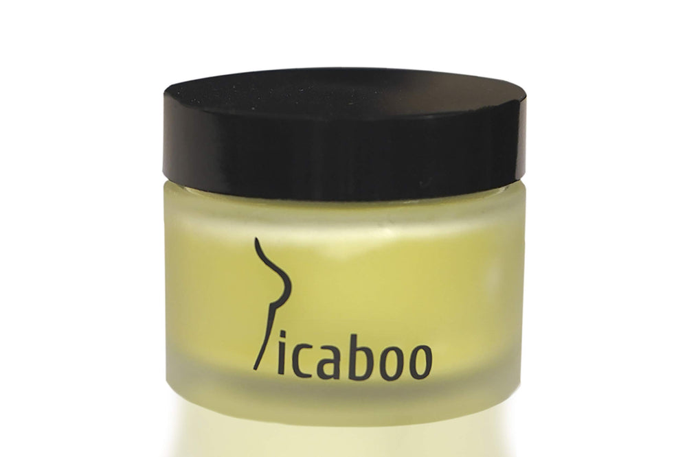 La Parea Wellness Picaboo balm jar calms under-breast irritation with tea tree oil