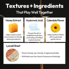 LAPCOS Honey Sheet Mask lyocell sheet close-up adheres to skin for smooth feel.