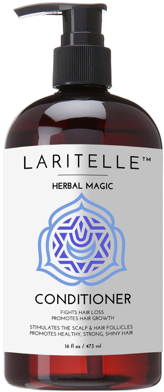 Laritelle Organic Conditioner bottle shows a gentle, nourishing formula for all hair types.
