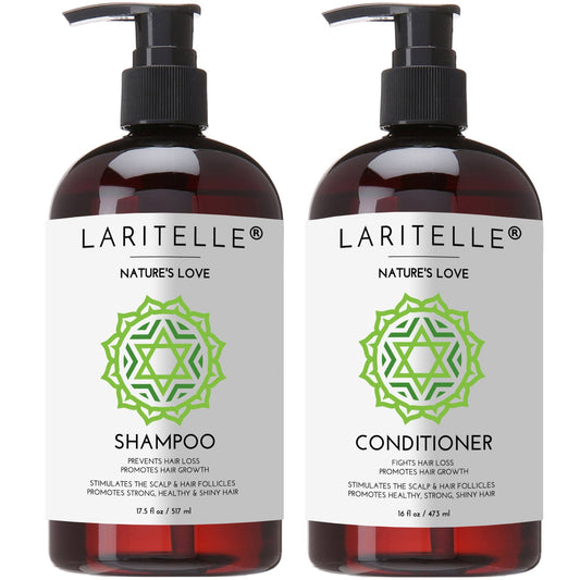 Laritelle Organic Shampoo bottle showing gentle cleanse for all hair types.