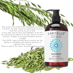 Laritelle shampoo foam closeup showing rich lather and gentle cleansing
