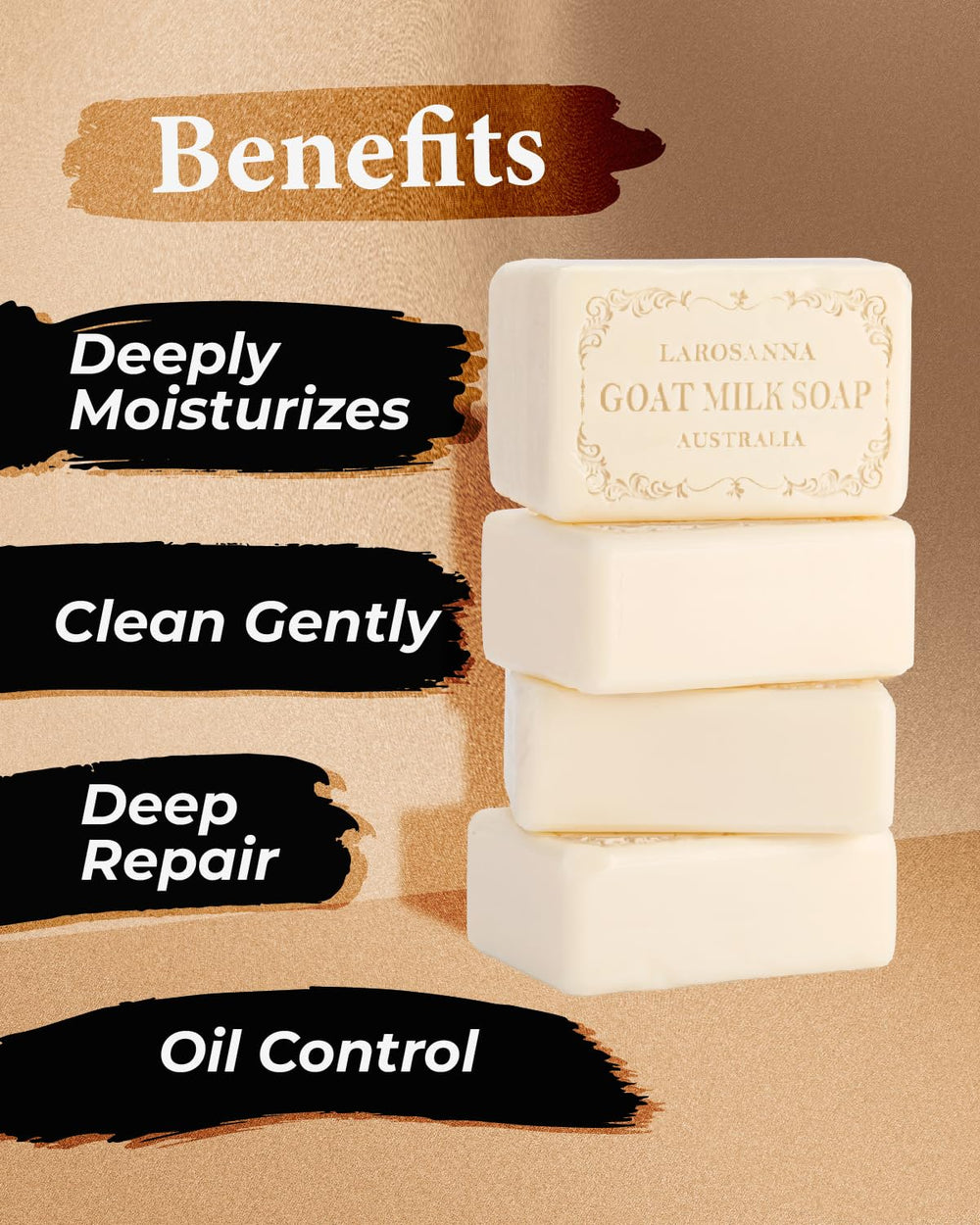 Larosanna goat milk soap cocoa butter texture closeup for smooth skin