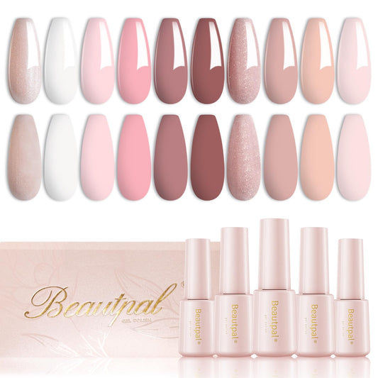 Larvall Beautpal collection with 10 nude gel colors in packaging for all-season looks