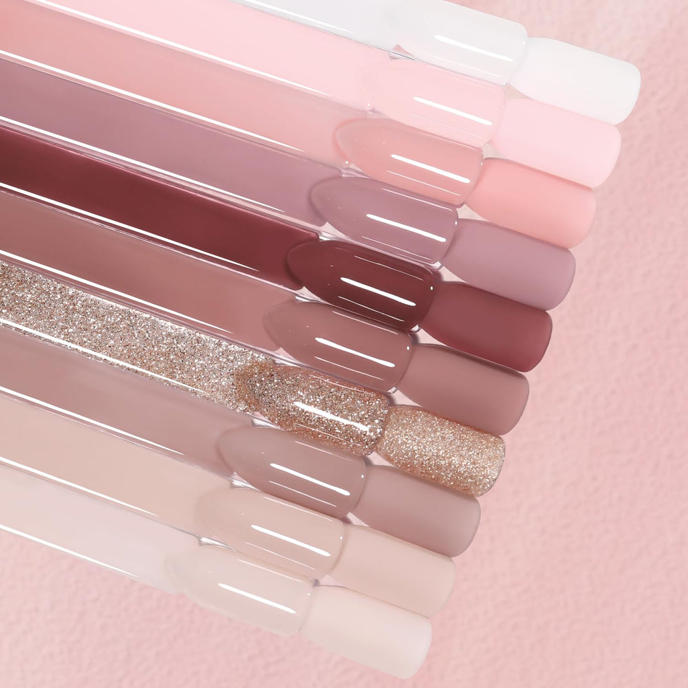 Larvall Beautpal jelly nude color swatches demonstrating buildable, translucent coverage.