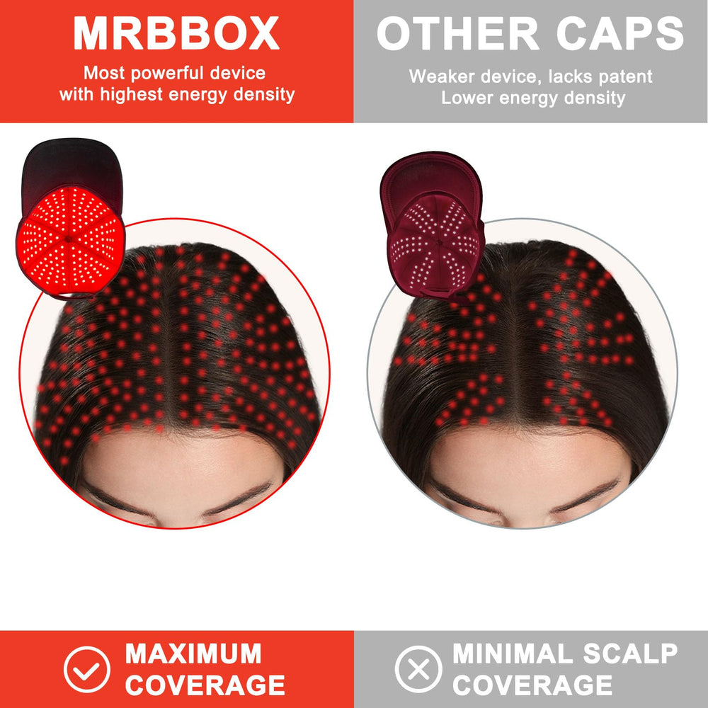 Laser Hair Growth Cap controller close-up shows convenient wired connection for stable therapy sessions.