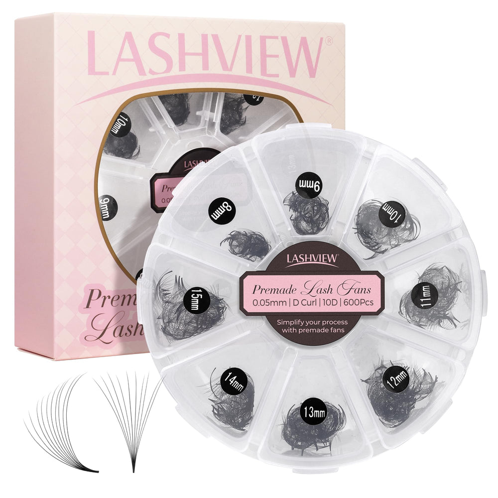 LASHVIEW 600 premade volume lash fans in D curl for quicker, consistent volume