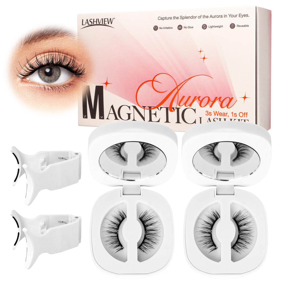 LASHVIEW Aurora magnetic lashes close-up showing natural look and lightweight comfort.
