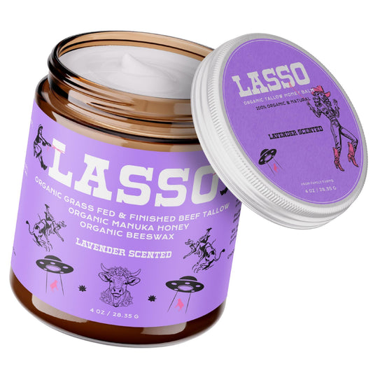 LASSO TALLOW lavender face jar with soothing lavender oil for all skin types