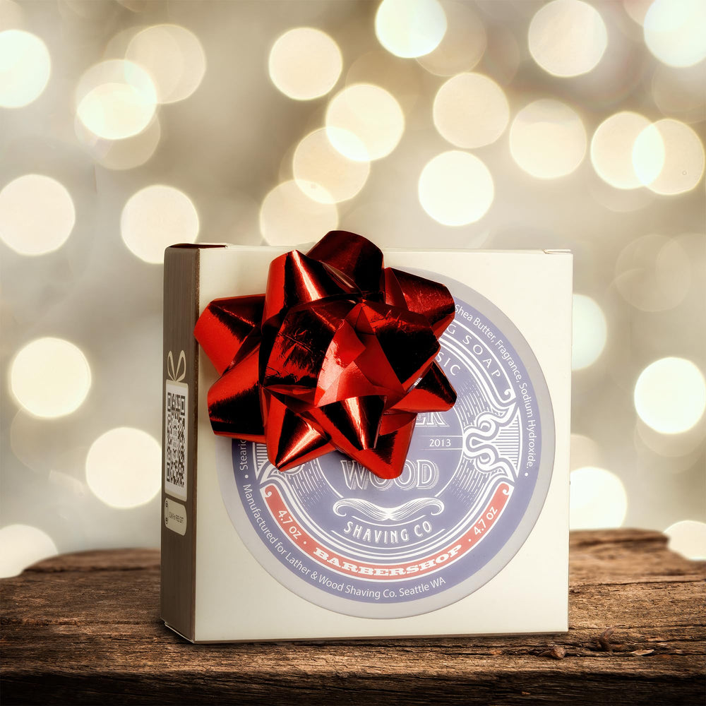 Lather & Wood small-batch craftsmanship label close-up signaling premium quality.
