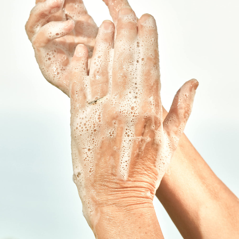 LATHER hand wash with coconut oil and shea butter for skin nourishment