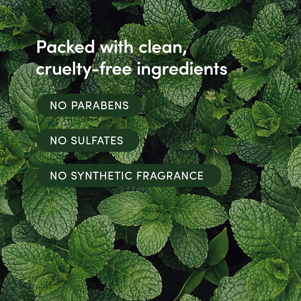 LATHER Mint Thyme Hair Wash foam-closeup shows rich, gentle lather.