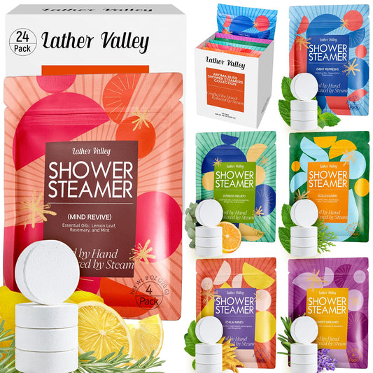 Lather Valley aromatherapy steamers six-scent collection pack for a spa-like shower
