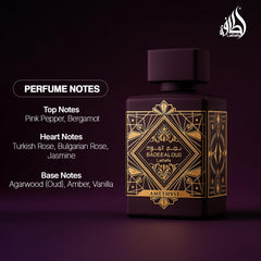 Lattafa Bade'e Al Oud Amethyst packaging highlights premium gift-ready design.