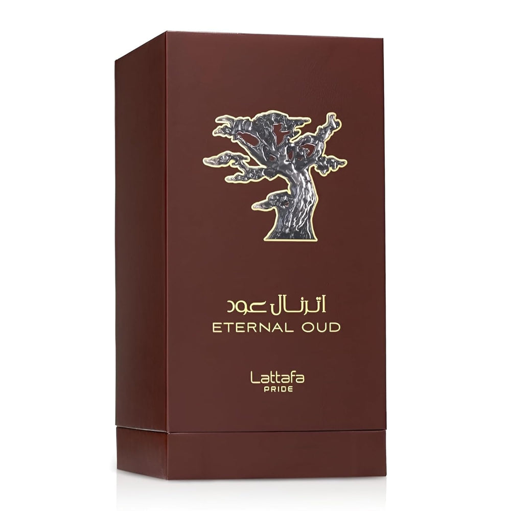 Lattafa Pride Eternal Oud bottle front view, ideal for evening wear.