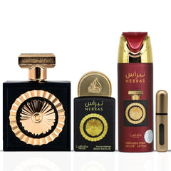 Lattafa Pride Nebras deodorant spray for all-day layering.