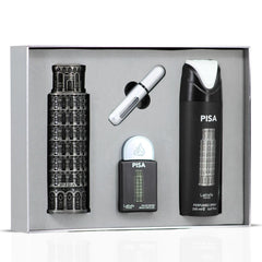 Lattafa Pride Pisa perfumed spray showing broad scent reach for all-day wear.