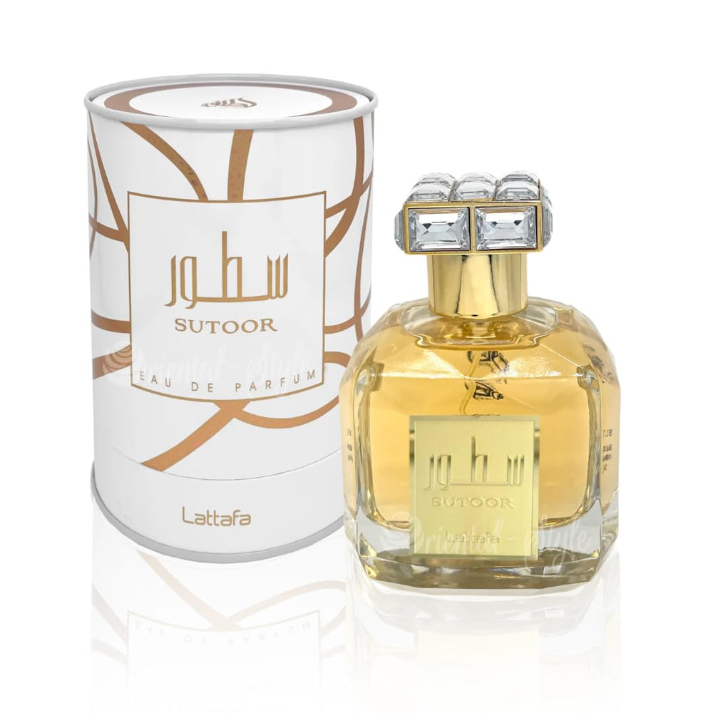 Lattafa Sutoor EDP bottle front view, ideal for everyday elegance.
