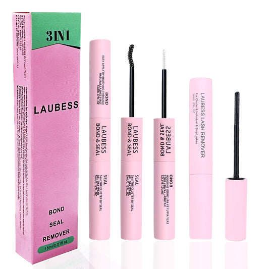 LAUBESS lash bond-seal brush in action for precise DIY lash application.