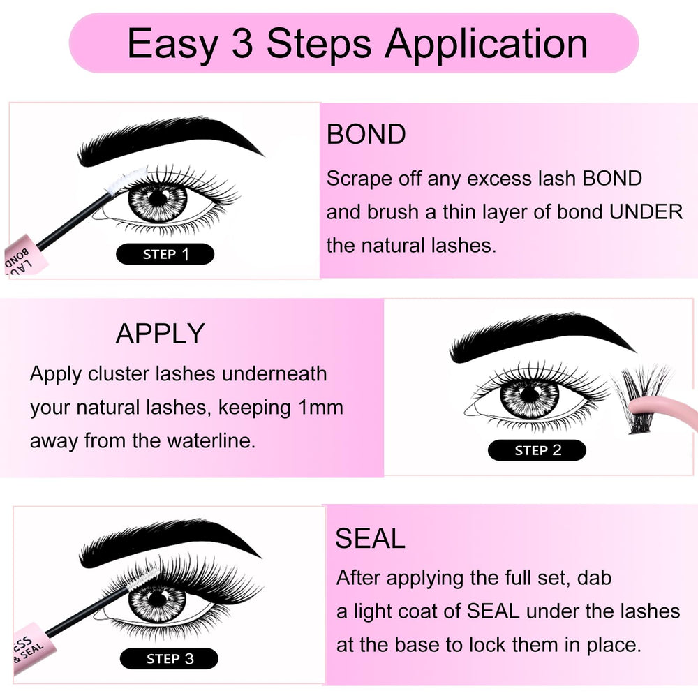 LAUBESS Lash Bond & Seal along the lash line for strong hold.