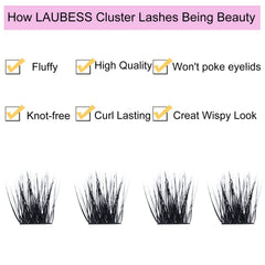 LAUBESS Lash Clusters product shot shows ultra-light lash options.