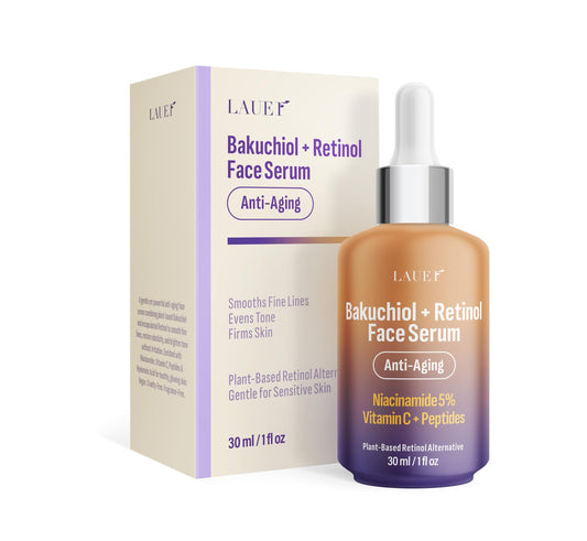 Lauer Cosmetic Bakuchiol Serum pack shot showing vegan, fragrance-free formula for sensitive skin
