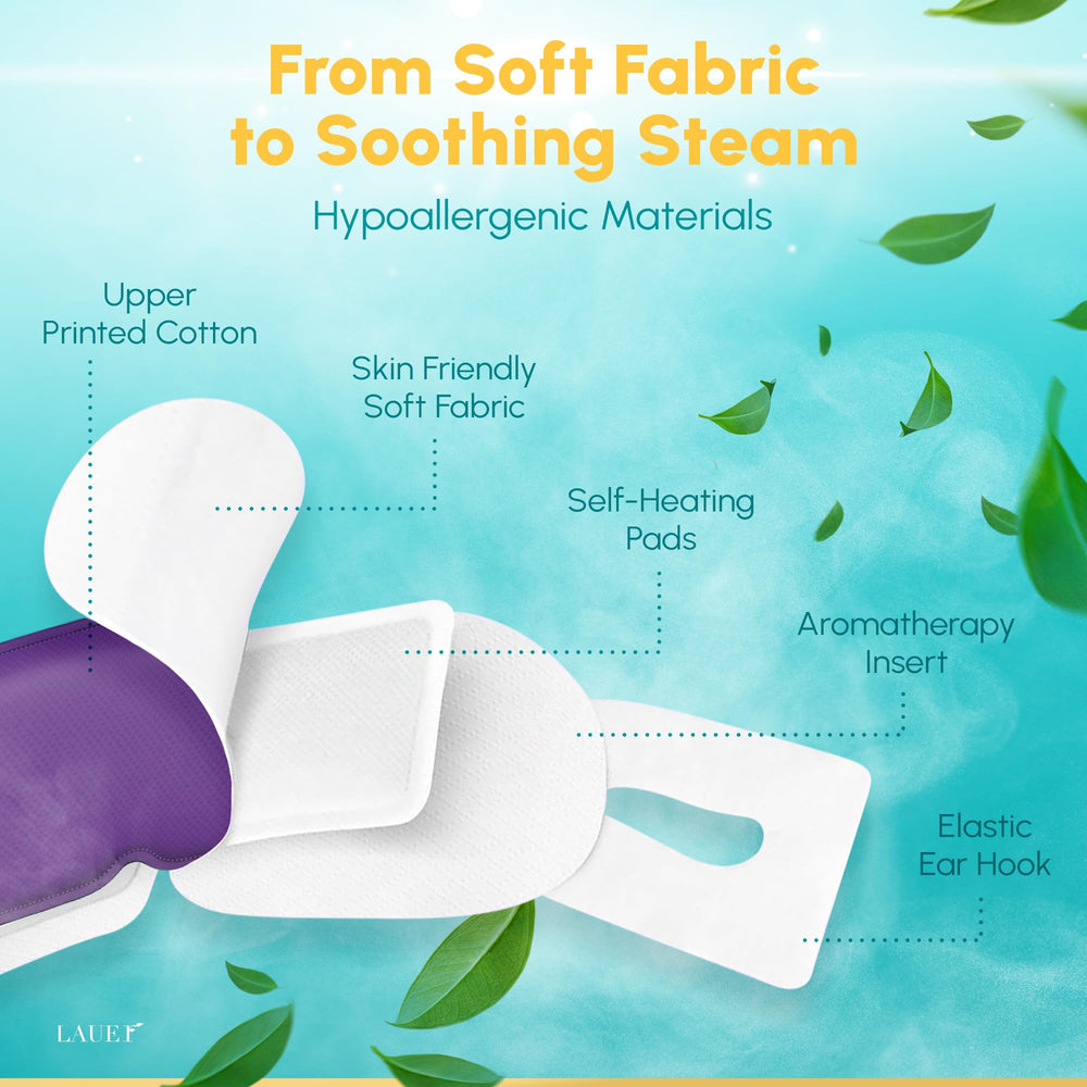 Lauer Cosmetic heated eye steam mask front view showcases compact, travel-ready design