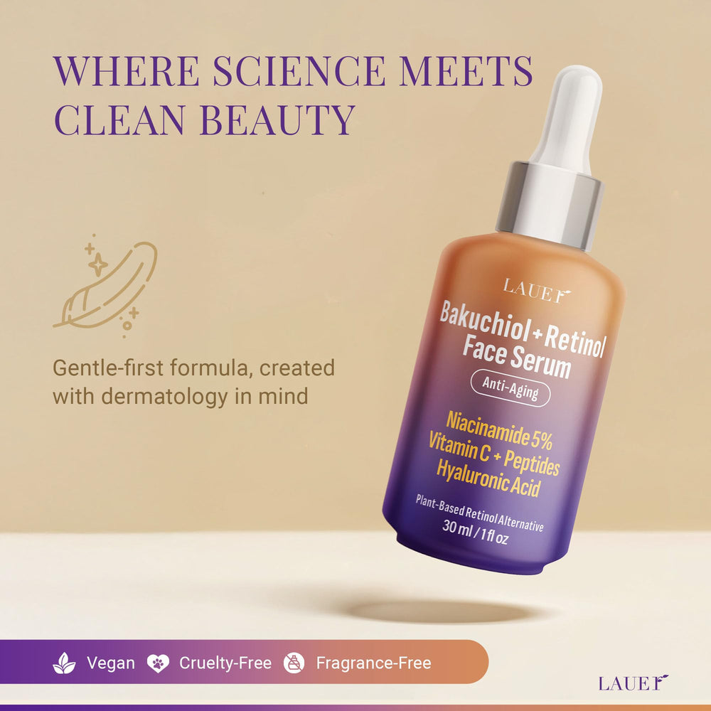 Lauer Cosmetic Bakuchiol Serum with Vitamin C and HA boosts brightness and hydration