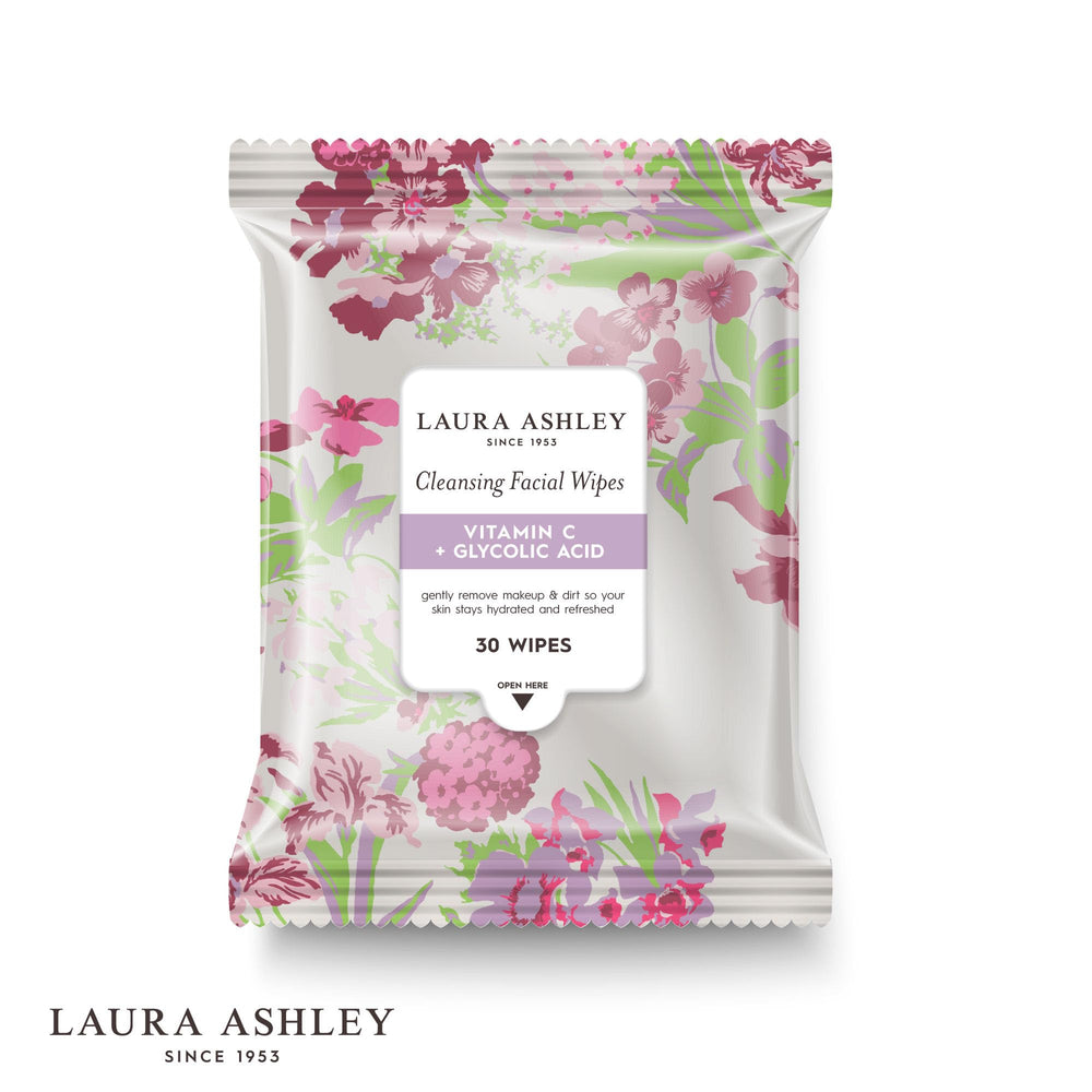 Laura Ashley hyaluronic acid wipes hydrate while removing makeup.