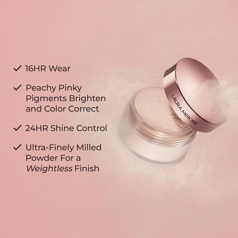 Laura Mercier powder delivers all-day shine control for a fresh complexion.