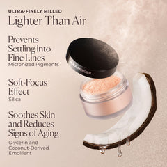Laura Mercier powder with light reflecting pearls brightens and lifts the eye area