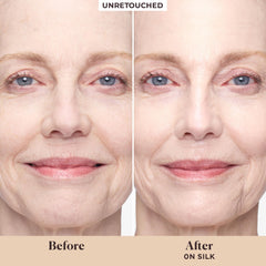 Laura Mercier swatch on hand reveals sheer-to-light coverage for a natural look.