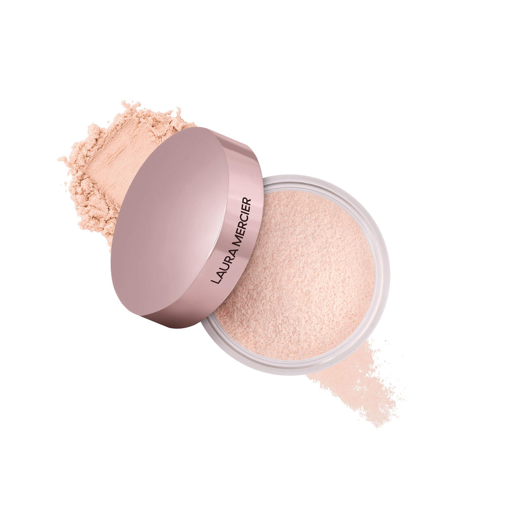 Laura Mercier translucent loose setting powder dispensing provides a feather-light wear.