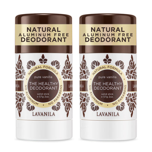 Lavanila Pure Vanilla Deodorant 2-pack shown for all-day odor protection