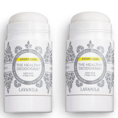Lavanila Sport Luxe aluminum-free label close-up promoting clean protection
