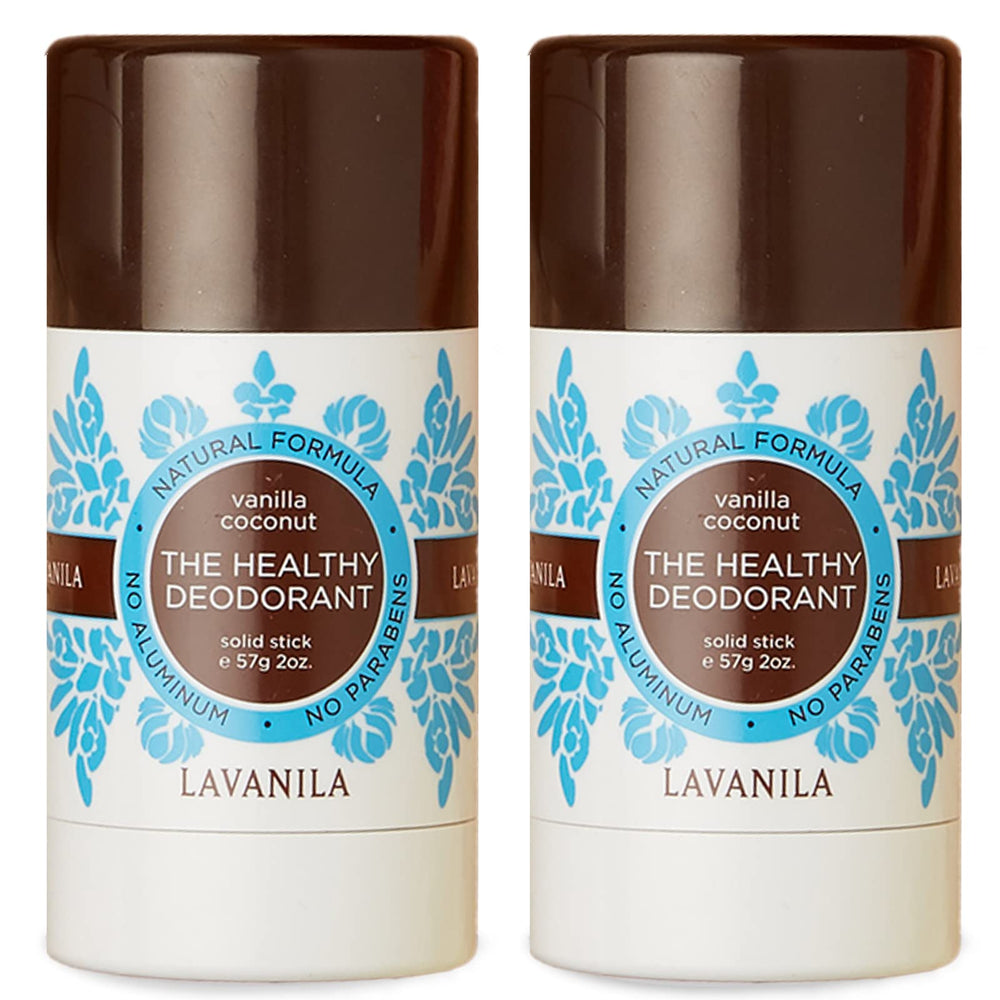 Lavanila Vanilla Coconut Deodorant packaging design close-up underscores premium branding