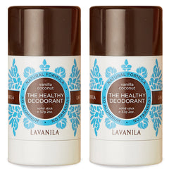 Lavanila Vanilla Coconut Deodorant packaging design close-up underscores premium branding