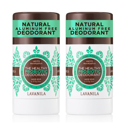Lavanila vanilla-eucalyptus-deodorant-stick aluminum-free protection with aloe for sensitive skin.