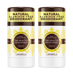 Lavanila Vanilla Lemon deodorant packaging highlights aluminum-free formula for sensitive skin.